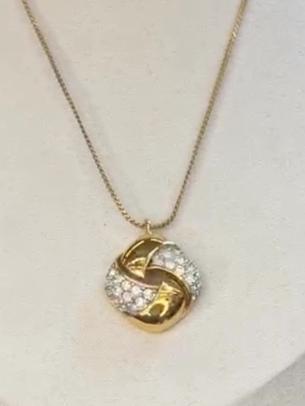 Givenchy Gold vintage Crystal Knot Pendant Necklace - Women Jewelry